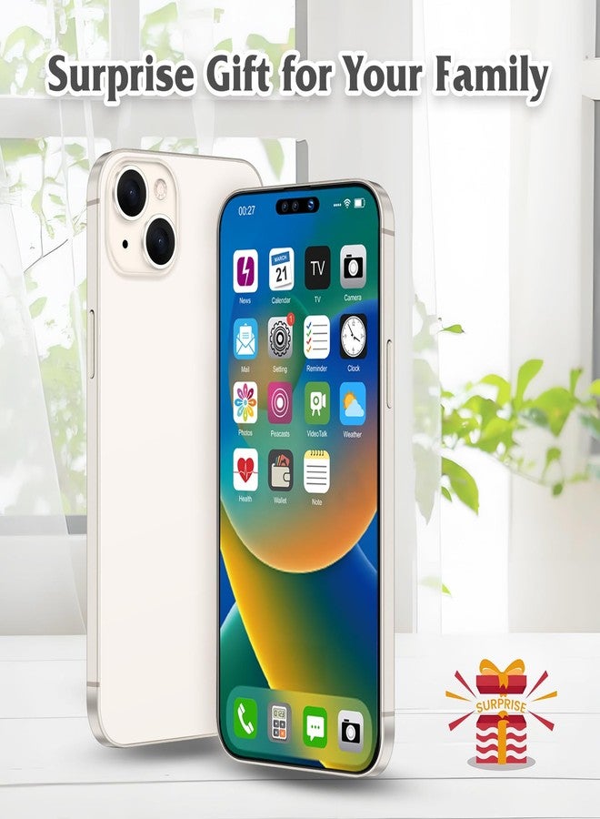 FufoneUS Dummy Fake Phone Model, Looks Like The Real Phone Compatible with Phone 14, for Cell Phone Store Display or Send a Toy Phone 14 for Kids (White Rainbow-Front) - Image 5